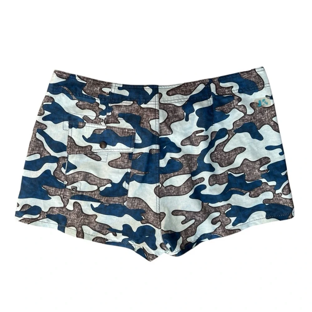 🩳 JK just keep livin‎ Men’s Camo Swim Trunks Size 36 | Blue Camo